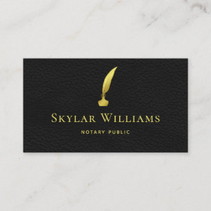 Professionell Schwarz und Gold Faux-Leder Notar Visitenkarte