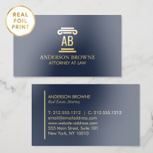 Professionelle Anwalt-Monogramm Goldfolie Navy Bla