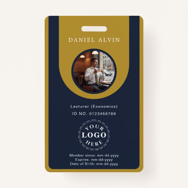 Professionelle blaue braune Mitarbeiter-ID-Karte Ausweis (Vorderseite)