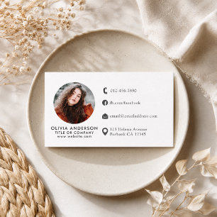 Professionelle Blush- und Weiße Foto-Logo-Geschäft Visitenkarte