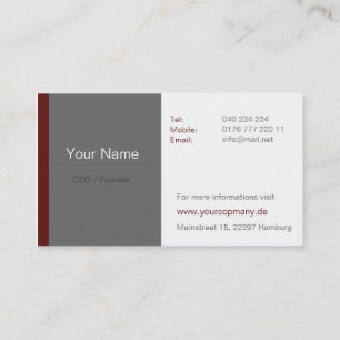 Professionelle Business Visitenkarten Braun/Rot Visitenkarte