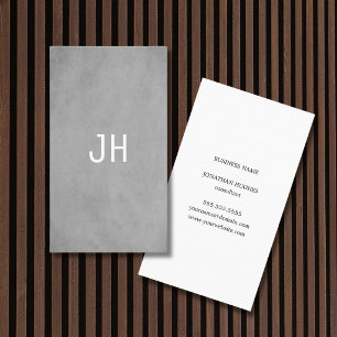 Professionelle einfache Textur Hellgrau Monogramm Visitenkarte