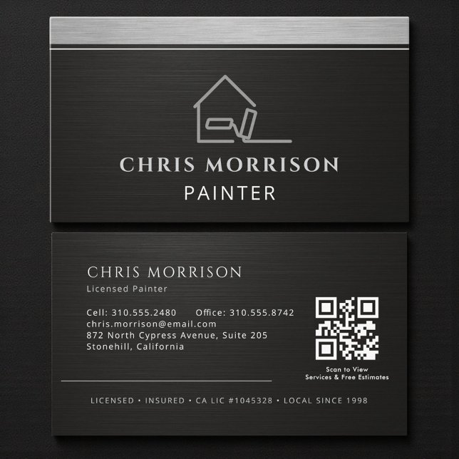 Professionelle elegante moderne Maler-QR-Code Visitenkarte (Von Creator hochgeladen)