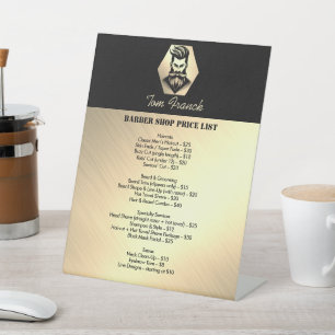 Professionelle Friseursalon schwarz&gold Preislist Sockelschild