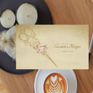 Professionelle goldene Schere Blumen Visitenkarte