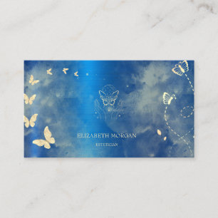 Professionelle goldene Schmetterlinge Blau Metalli Visitenkarte