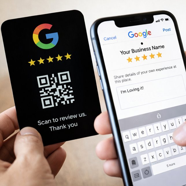 Professionelle Google-Bewertungskarte mit QR-Code (Von Creator hochgeladen)