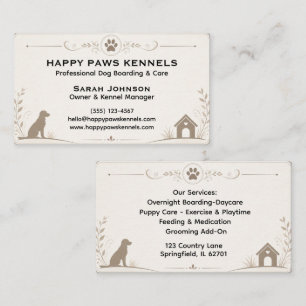 Professionelle Hundepension und Haustierpflege Visitenkarte