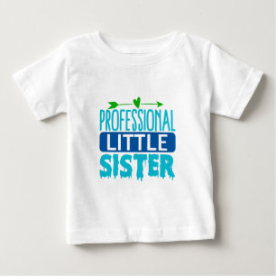 Professionelle kleine Schwester Blaue Farbtropfen Baby T-shirt