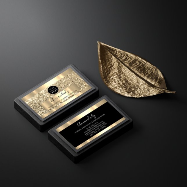 Professionelle Make up Künstler mit personalisierb Visitenkarte (Professional Makeup Artist Lash Custom Logo Gold Business Card)