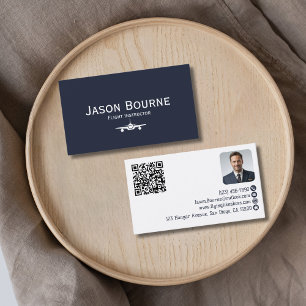 Professionelle Mitarbeiter-Foto-QR-Code Blau Luftf Visitenkarte