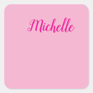 Professionelle moderne Handschrift Name rosa weiß Quadratischer Aufkleber