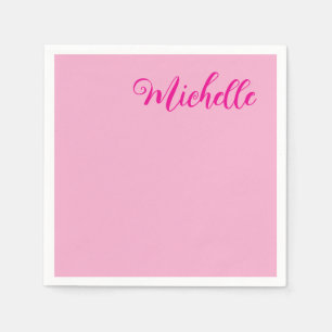 Professionelle moderne Handschrift Name rosa weiß Serviette