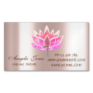 Professionelle moderne rosa Lotusblumen-Yogafrau Magnetische Visitenkarte