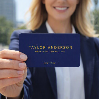 Professionelle Navy Blau Gold Visitenkarte