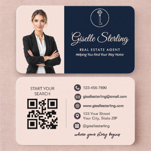 Professionelle Navy-Blush-Immobilienvermarktung Visitenkarte