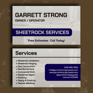 Professionelle Navy Sheetrock-Service-Markenbildun Visitenkarte