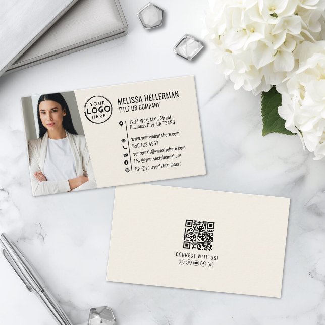 Professionelle QR-Code-Foto Ihr Logo Visitenkarte (Professional QR Code Photo Your Logo Business Card)