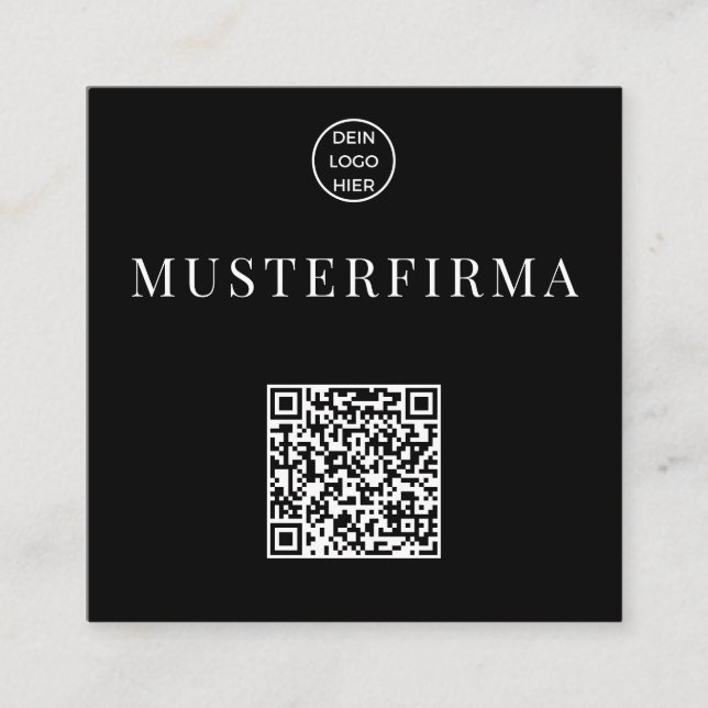 Professionelle Schwarz Weiße QR Code Visitenkarte (Vorderseite)