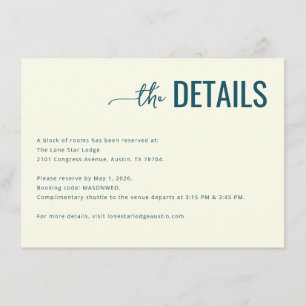 Professionelle Teal-Minimalistische Details Begleitkarte