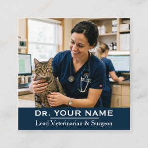 Professionelle Tierarzt-Foto-Anpassung Quadratische Visitenkarte