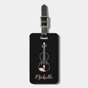 Professionelle Violine Schwarz Weiß Gepäckanhänger
