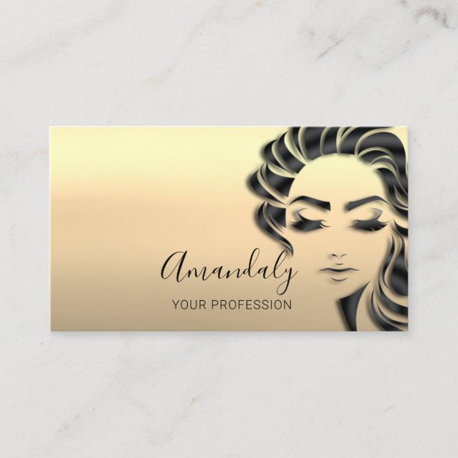 Professionelle Wimpern Friseursalon Gold Ombre Visitenkarte (Vorderseite)