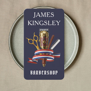 Professioneller Barbershop Luxus Navy Friseur Mode Visitenkarte