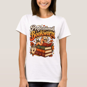 Professioneller Bücherwurm Süß Retro Lesewurm T-Shirt