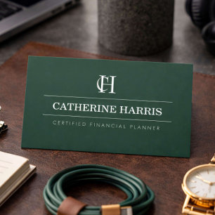 Professioneller Finanzberater mit Monogramm Dunkel Visitenkarte