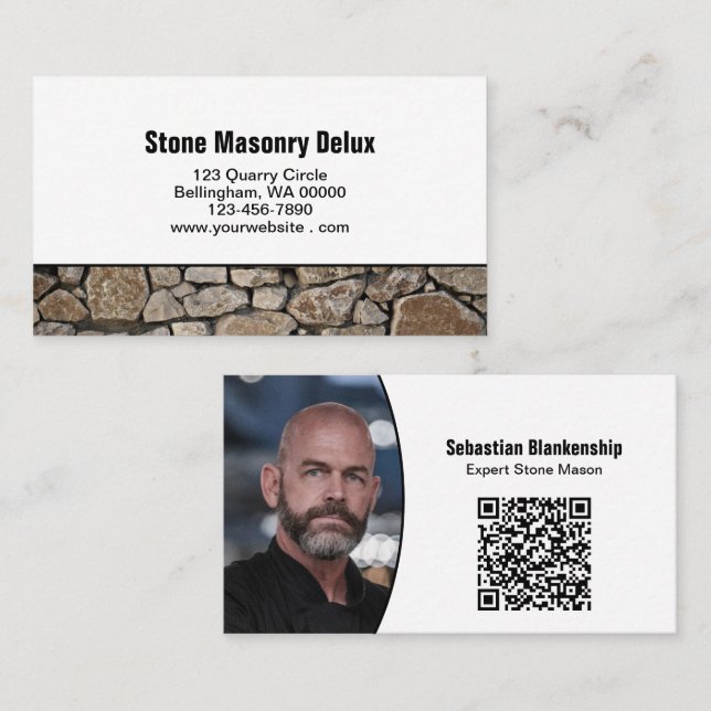 Professioneller Foto-QR-Code-Steinwand Visitenkarte (Vorne/Hinten)