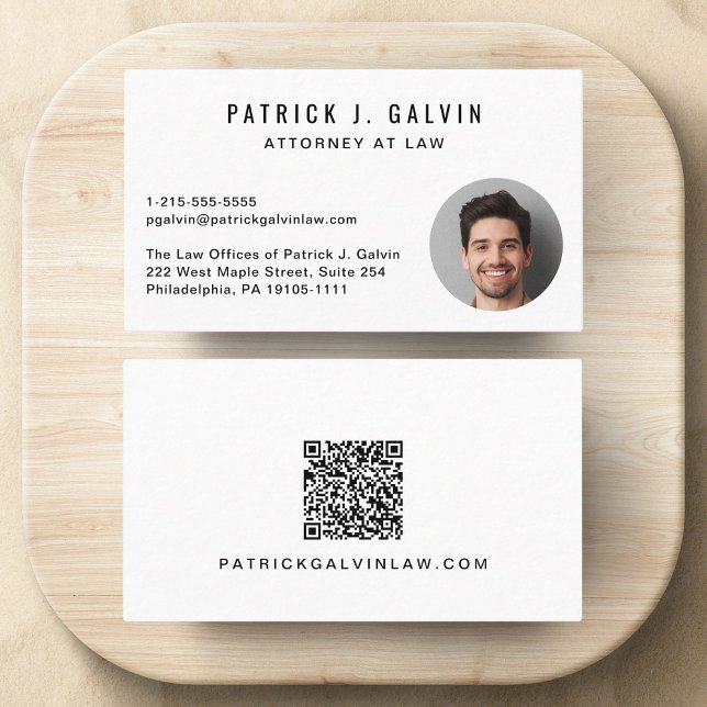 Professioneller Foto-QR-Code Visitenkarte (Make a lasting impression with this modern business card featuring your photo and scannable QR code)