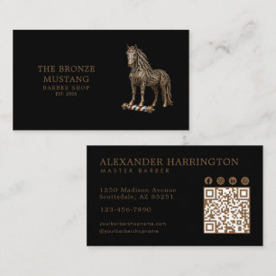 Professioneller Friseursalon Bronze Mustang QR-Cod Visitenkarte