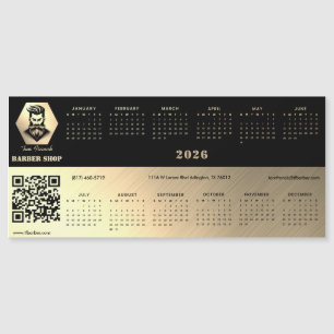 Professioneller Friseursalon Schwarz&Gold 2026 Kal Magnetkarte