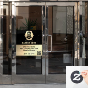 Professioneller Friseursalon Schwarz&Gold Öffnungs Fensteraufkleber
