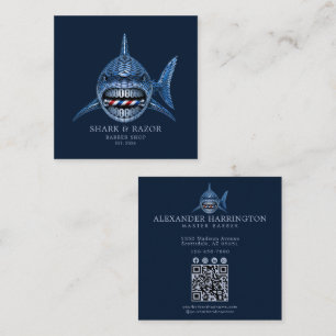 Professioneller Friseursalon Steel Shark Qr Code Quadratische Visitenkarte