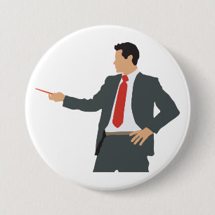 Professioneller Geschäftsmann im Anzug mit Zeigest Button