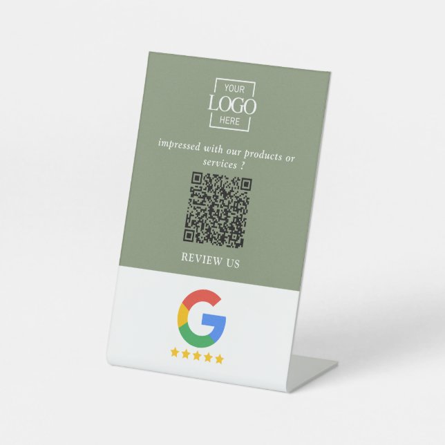 Professioneller Google Bewertungen QR-Code Firmenl Sockelschild (Vorderseite)