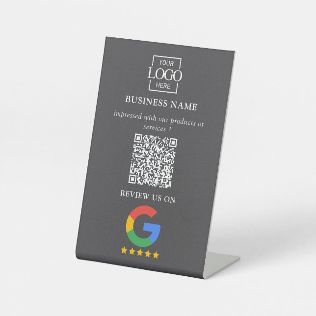 Professioneller Google Bewertungen QR-Code Firmenl Sockelschild (Vorderseite)