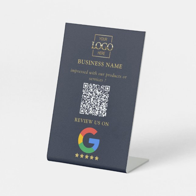 Professioneller Google Bewertungen QR-Code Firmenl Sockelschild (Vorderseite)