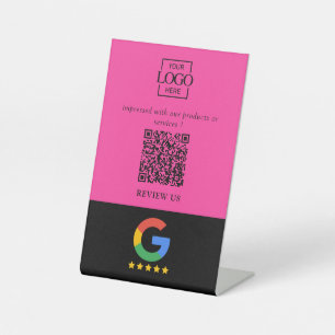 Professioneller Google Bewertungen QR-Code Firmenl Sockelschild