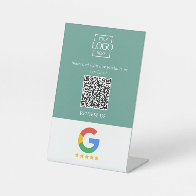 Professioneller Google Bewertungen QR-Code Firmenl Sockelschild (Vorderseite)