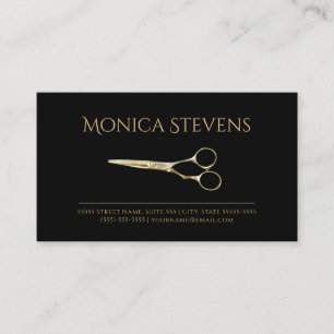 Professioneller Haarstylist Schwarz mit goldenen S Visitenkarte