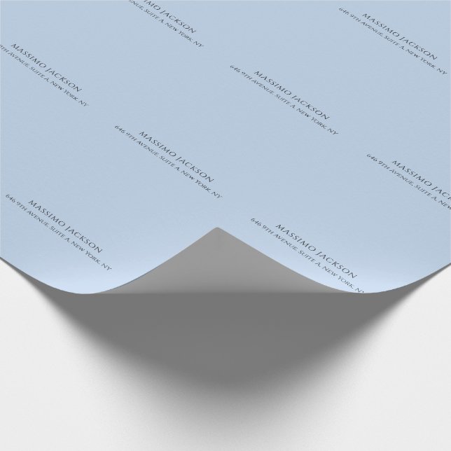 Professioneller hellblauer moderner minimalistisch geschenkpapier (Ecke)
