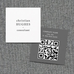 Professioneller Hellgrau Weißer Berater-QR-Code Quadratische Visitenkarte