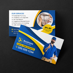 Professioneller Klempner Sanitärinstallateur Blau Visitenkarte