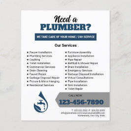 Professioneller Klempnerservice Wasser-Tropfen-Log Flyer