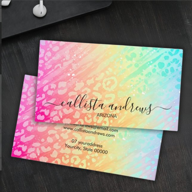 Professioneller Leopard Glitter Füge Deinen Namen  Visitenkarte (Von Creator hochgeladen)