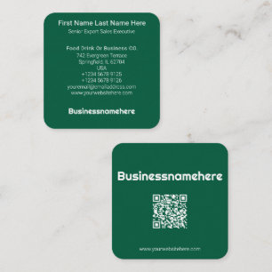 Professioneller Minimalistischer Grüner QR-Code Quadratische Visitenkarte