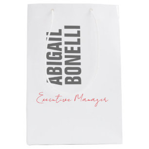 Professioneller minimalistischer, moderner, grauer mittlere geschenktüte